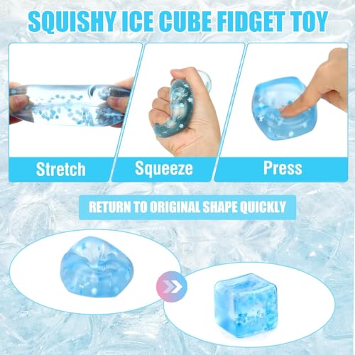 SLEEPHEAD®1Pcs Stress Cube Bulk Slow Rising Ice Cube Stress Balls for Adult Sensory Squeeze Cubes Birthday Gifts for Anxiety Relief Party Favors Prizes (Blue,5.5CM)