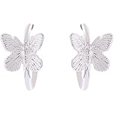 Butterfly Huggie Hoop Earrings for Women, Hypoallergenic(925 Silver Posts) Simple Lightweight Hoops Gift for Women,Small Dainty Trendy Jewelry Accessories