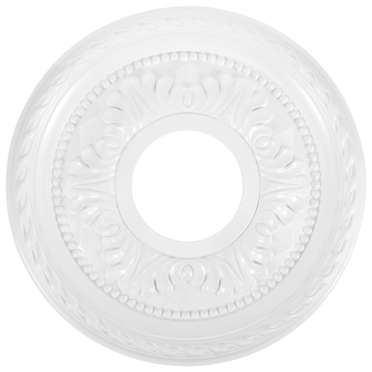 Hemobllo Pu Ceiling Medallion 12 Inch Decorative Ceiling Rose for Light Fixtures and Chandelier Base Elegant French Style Fan Medallion for Home and Office