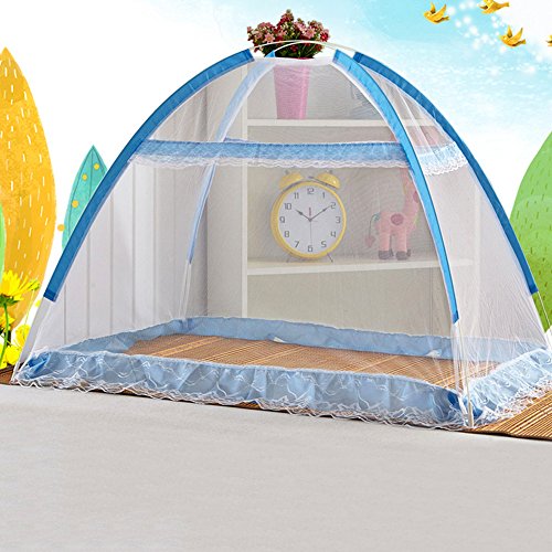 Sealive Foldable Baby Kids Infant Nursery Ger Tape Portable Bottomless Baby Bed Net with Stand Pack of 1,Blue - Thumbnail 7