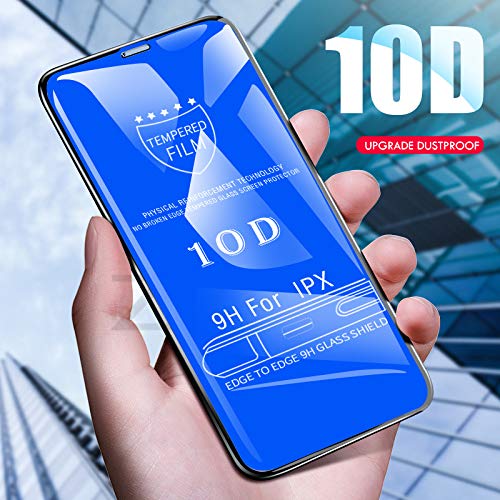 10D Tempered Glass on The for iPhone X 7 8 6 Plus Screen Protector Full Cover Protective Glass for iPhone 6 6s 7 XR XS Max Film (for I8 - White)