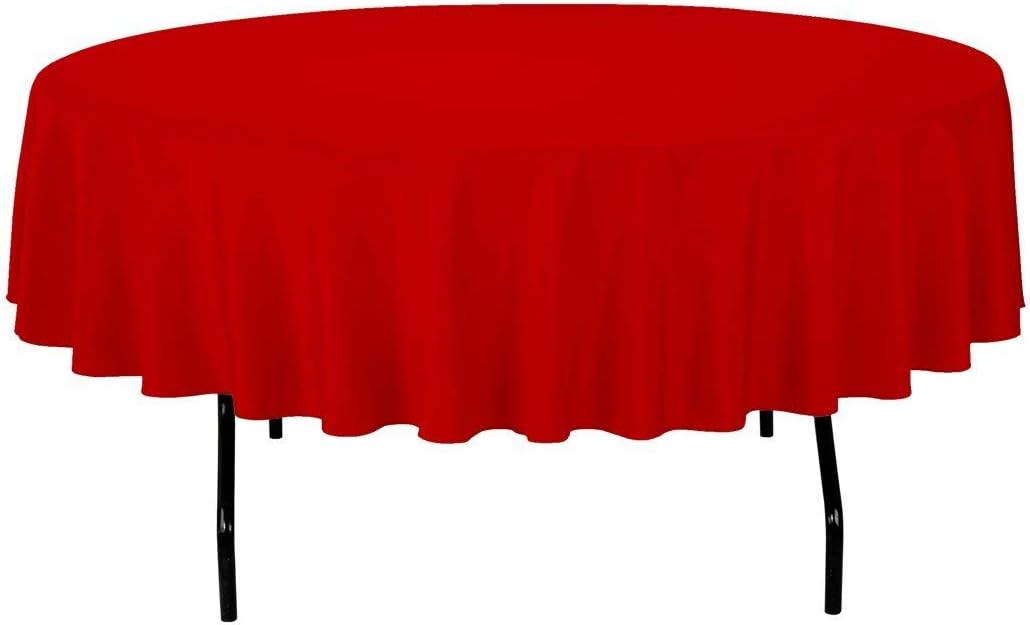 Best linen table cloth 90 in round polyester red and white