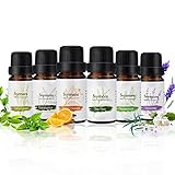 Gift Set Essential Oils Natural, Fragrance Oils, Aromatherapy Humidifiers Use, Top 6 Pure Therapeutic Grade Essentials, 6/10mL-Lavender, Sweet orange, Peppermint, Lemongrass, Tea tree, Eucalyptus