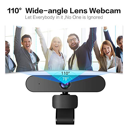 VVCAR 1080P Webcam with Microphone, Full HD Streaming Web Camera with Privacy Cover, Wide-Angle Lens Webcam for Video Conferencing, Calling and Recording, USB Web Cam for Mac OS X Win 10 8 7 XP