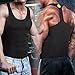 Junlan Men Workout Tank Top Vest Gym Shirt Weight Loss Dress Waist Body Shaper Sauna Suit Slim Corset Compression Clothes (M, Black Sauna Tank)