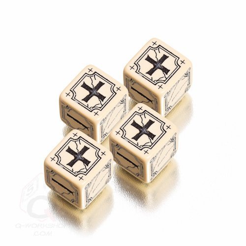 Ancient fudge beige - black dice, q-workshop d6 (set of…