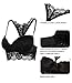 LastFor1 Women's Bras Sexy Embroidered Lace Racerback Thin Cup Bralettes Wirefree Plus Size (XL, Black)