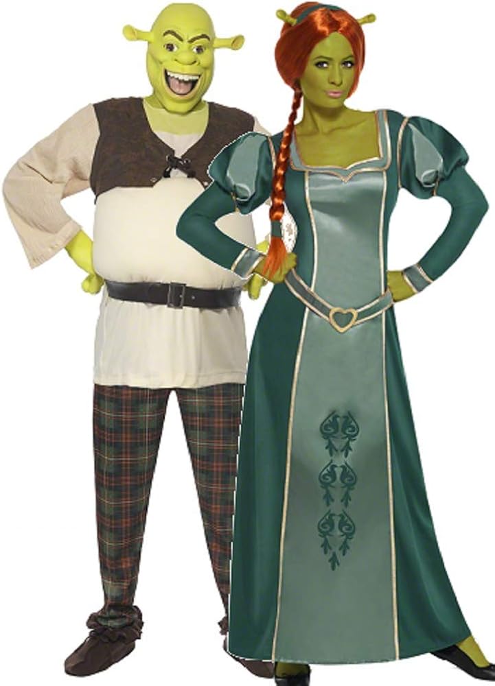 Amazon Com Couples Ladies And Mens Dreamworks Shrek And Fiona Halloween Film Fancy Dress Costumes Outfits Ladies 8 10 Mens Large Green Clothing