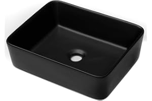 Rectangle Vessel Sink Black - Lordear 19"x15" Bathroom Vessel Sink Rectangle Above Counter Black Porcelain Ceramic Vessel Vanity Sink Art Basin