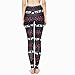 Ensasa Womens Autumn Winter Snowflake Graphic Printed Stretchy Leggings Pants, Black Red Reindeer XX-Large