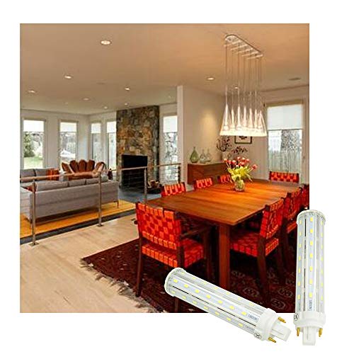 G24Q Base LED Bulb Lustaled 12W GX24Q 4 Pin LED Rotatable PL Corn Light Lamps Warm White 2800K LED GX24(G24) Lights 26W CFL/Compact Fluorescent Lamp Replacement (Remove/Bypass the Ballast, 2-Pack) - Thumbnail 7