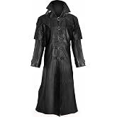 Men's Hugh Jackman Vampire Slayer Steampunk Gothic Van Helsing Black Faux Leather Long Trench Coat Costume