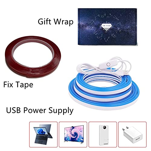NeonFun Neon Light Strip, Neon LED Strip Lights, Neon Flex Light, Bendable Neon Light Strip, TV & LCD Backlight, Esports Room Mood Light, Usb Power, Waterproof, 19.6in, Blue