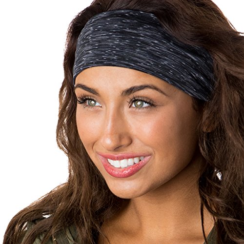 Hipsy Xflex Space Dye Adjustable & Stretchy Wide Headbands for Women (Space Dye Black) - Thumbnail 3