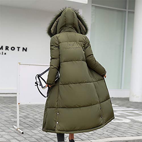 Overcoat for Women, Misaky Winter Long Down Cotton Parka Hooded Coat Quilted Jacket Outwear(Army Green, Large) - Thumbnail 2