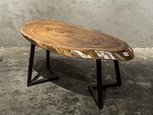 Highly Figured Ebony Wood Natural Live Edge Solid Slab Coffee Table Set With Iron Stands E03