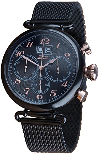 Daniel Steiger Magnus Black Men's Watch - Comfortable Mesh Band - Split Second Chronograph Quartz Movement - 100M Water Resistant - Magnificent Presentation Case Perfect for Gift Giving