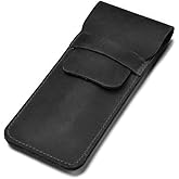 Daimay Leather Pen Case Holder Handmade Fountain Multi Pens Pouch Crazy Horse Leather Pen Protective Sleeve Cover Large – Black