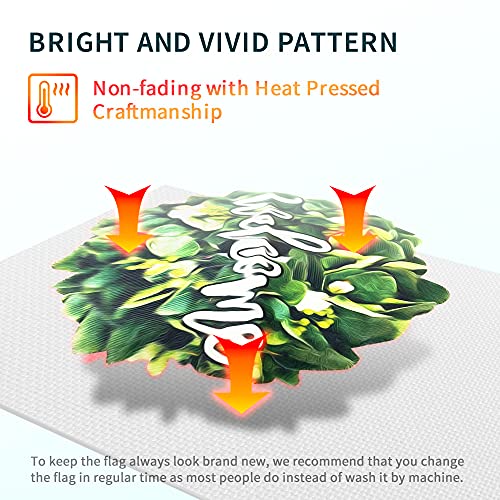 POJORY Welcome Summer Garden Flag Wreath Double Sided Burlap Spring Summer Flag Buffalo Check Plaid Small Vertical Yard Flag Farmhouse Porch Outside Decoration, 12 x 18 Inch, Black and White