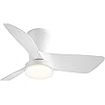 SUNMORY Ceiling Fans with Lights and Remote, 30 inch Low Profile Ceiling Fan with Light, Modern Flush Mount Ceiling Fan for Bedroom/Kitchen/Dining Room/Patio, 6 Wind Speeds, Dimmable, White