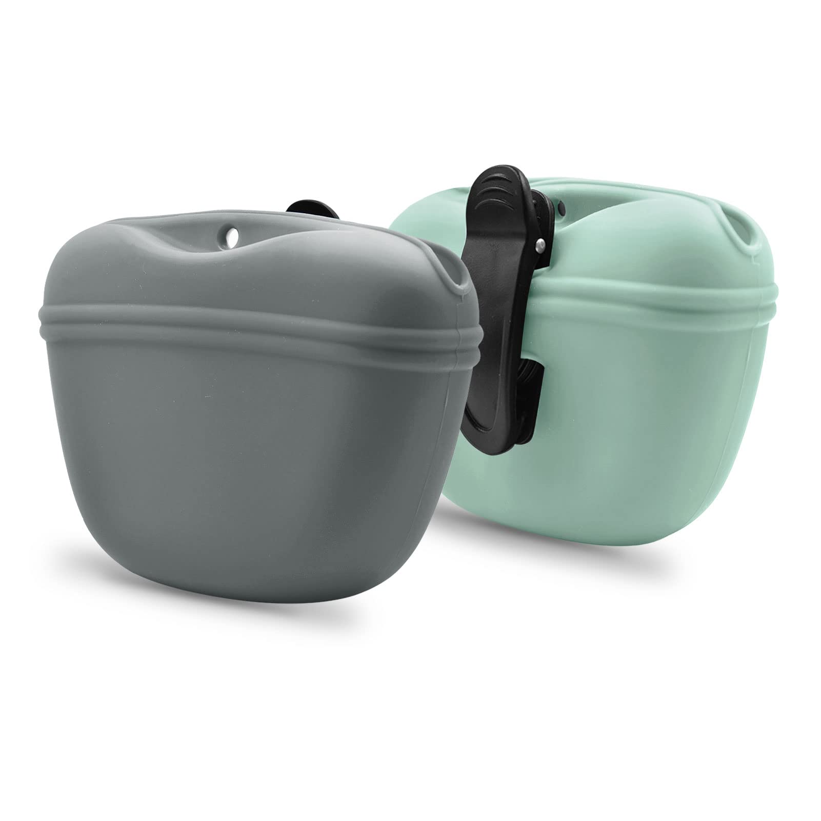 AUDWUD Silicone Dog Treat Pouch,Clip on Portable Training Container,Convenient Magnetic Buckle Closing and Waist Clip,No BPA