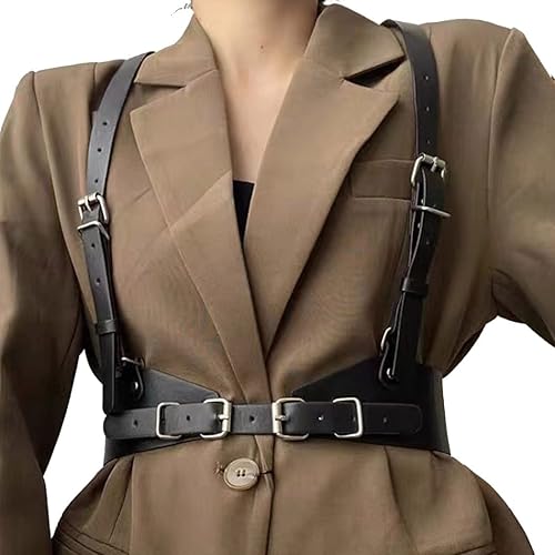 BODIY Punk Goth Women Waist Belts Black PU Leather Fashion Body Chain Belt  Rave Accessory Belt Adjustable in Kuwait Whizz