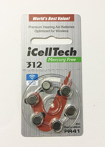 iCellTech Mercury Free Hearing Aid Batteries Size 312 (60 Batteries)