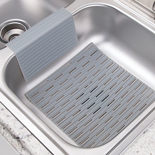 InterDesign Lineo Silicone Sink Divider Protector, Gray New eBay