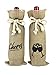 OYAMIHUI Wine Lover Gifts,Cheers and Clinking Glasses Wine Bottle Bag Set,Burlap Wine Bottle Gift Bag (Cheers and Clinking Glasses)