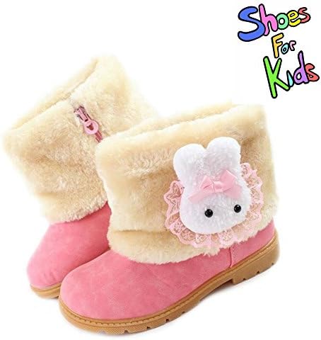 LAROK LAROK Baby Girls Infant Toddler Winter Fur Shoes Rabbit Warm Snow Boots 9-72 Months,NBB12,Pink,25