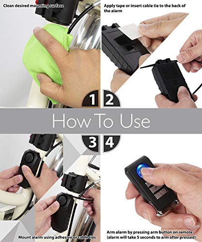 Fosmon Anti Theft Bike Alarm with Remote (2-Pack), Vibration Motion Sensor Bicycle Alarm, Waterproof 113dB Vehicle Security Alarm System, Wireless Siren for E-Bike, Motorcycle, Scooter, Cart, Trailer