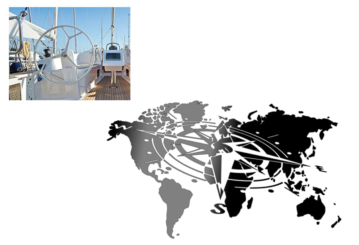 Compass Sticker for Outdoor and Indoor (RPt 53) (9 cm, Black Grey 9/1)