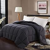 Edilly Luxury Down Alternative Quilted King Comforter-Stand Alone Comforter for King Size Bed,Year Round Duvet Insert with 4 Corner Tabs,90''x 102'',Dark Grey
