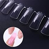 NICOLE DIARY 100Pcs Clear Nail Form Full Cover Quick Building Gel Mold Tips Finger Extension Nail System Poly UV Builder Gel DIY Manicure Tool