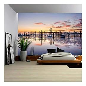 Odl Wooden Jetty at Sandbanks in Poole Harbour in Dorset - Removable Wall Mural | Self-Adhesive Large Wallpaper - 66x96 inches