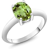 Gem Stone King 2.10 Cttw Peridot Solitaire Ring For Women | 925 Sterling Silver | Gemstone Birthstone | Oval 9X7MM | Wedding Engagement Anniversary Promise Ring For Women | Available In Size 5-9
