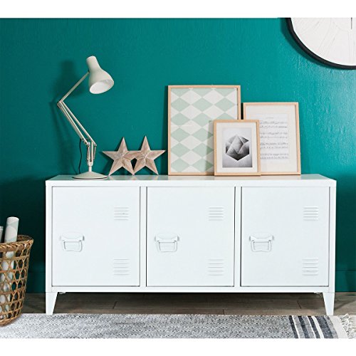HouseinBox Office File Storage Metal Cabinet 3 Door Cupboard Locker Organizer Console Stand 3-in-1,Black (White) - Thumbnail 3