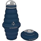 HYDAWAY Collapsible Water Bottle, 25oz Spout Lid | Ultra-Packable, Travel-Friendly, Food-Grade Silicone (Seaside)