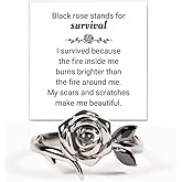 Burned And Survived Self-Love Black Rose Ring For Women, To Sorority Sisters Best Friends Love All Parts Of Yourself Motivational Inspirational Friendship Gift Jewelry