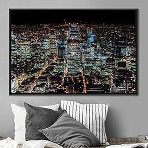 signwin Framed Canvas Wall Art City Illuminations Aerial...