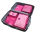 Stay Dry 6 Set Packing Cubes Luggage Compression Pouches - Travel Organizers - Hot Pink