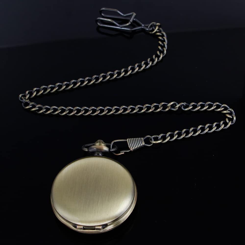 Tiong Smooth Pocket Watch,Personalized Pocket Watch,Customized Watches for Men,Engraved Pocket Watches for Father‘s Day with Chain