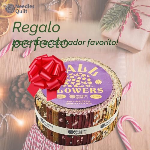 Jelly Roll Pre-Cut Cotton Fabric Strips for Quilting, 40 Strips 6x112 cm, Quilting Fabric for Sewing, Pre-Cut Quilt Projects and Crafts (Autumn Flowers)