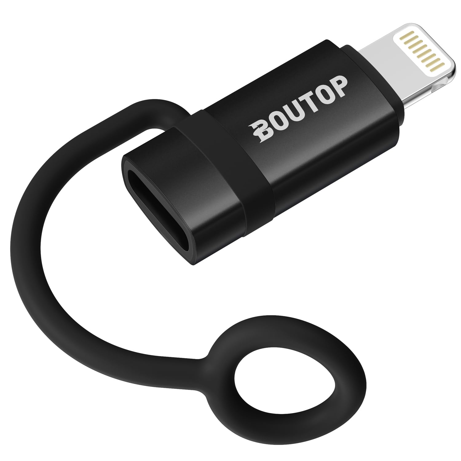 BOUTOP [Apple MFi Certified 60W USB C to Lightning Adapter for Fast Charging, USB C Female to Lightning Male Adapter for iPhone 14 13 12 11 Pro Max, iPad pro/Air [Black], Not for Audio/OTG