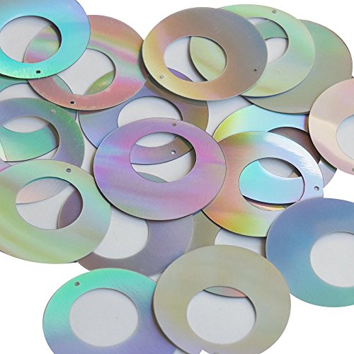 Silver Lazersheen Sequin Circle Loop Ring 1.5 inch Couture Paillettes. Made in USA. Loose sequins for embroidery, bridal, applique, arts, crafts, and embellishment