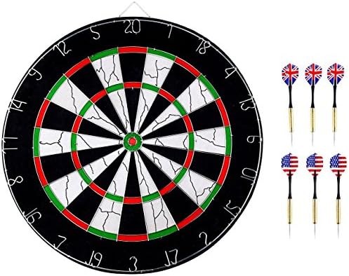 Healsmile 18-inch Champion Tournament Bristle Dartboard, Eclipse Pro Dart Board Double-Sided Flocking Dart Board + 6 Darts, Fun Cool Indoor Dart Target Game US50