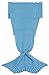 BURKLETT B16090002-01 Four Seasons Crochet Mermaid Tail Sleeping Blanket, Deep/Light Blue