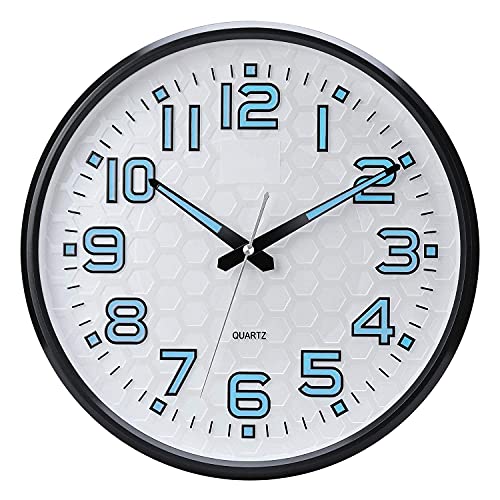 Plumeet Night Light Wall Clock 13'' Bedroom Wall Clocks with Silent Non