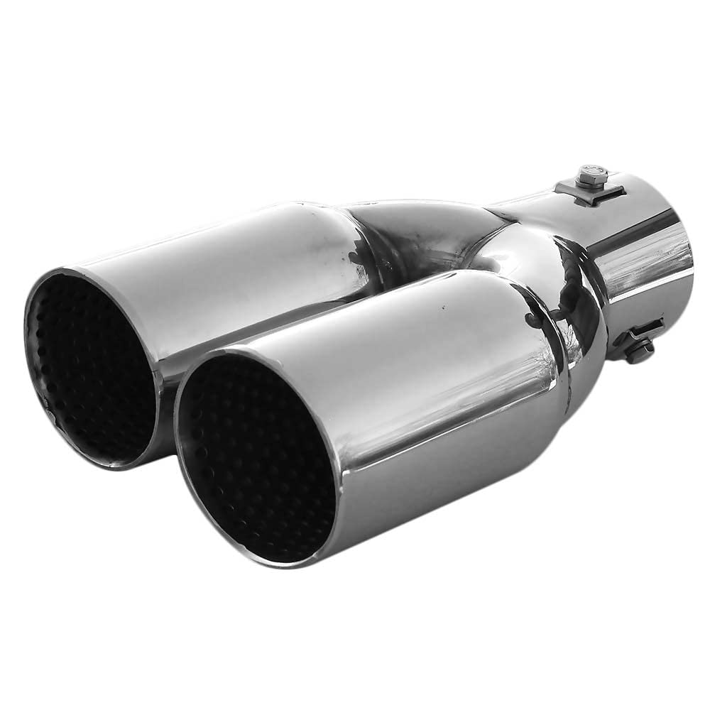 Car Exhaust Tip Trim Tail Performance Sport Muffler End Pipe Stainless Steel Chrome Double Twin Universal