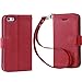 Arae Case for iPhone SE / iPhone 5s, Premium PU Leather Wallet case [Wrist Strap] Flip Folio [Kickstand Feature] with ID&Credit Card Pockets for iPhone SE / 5S / 5 - wine red